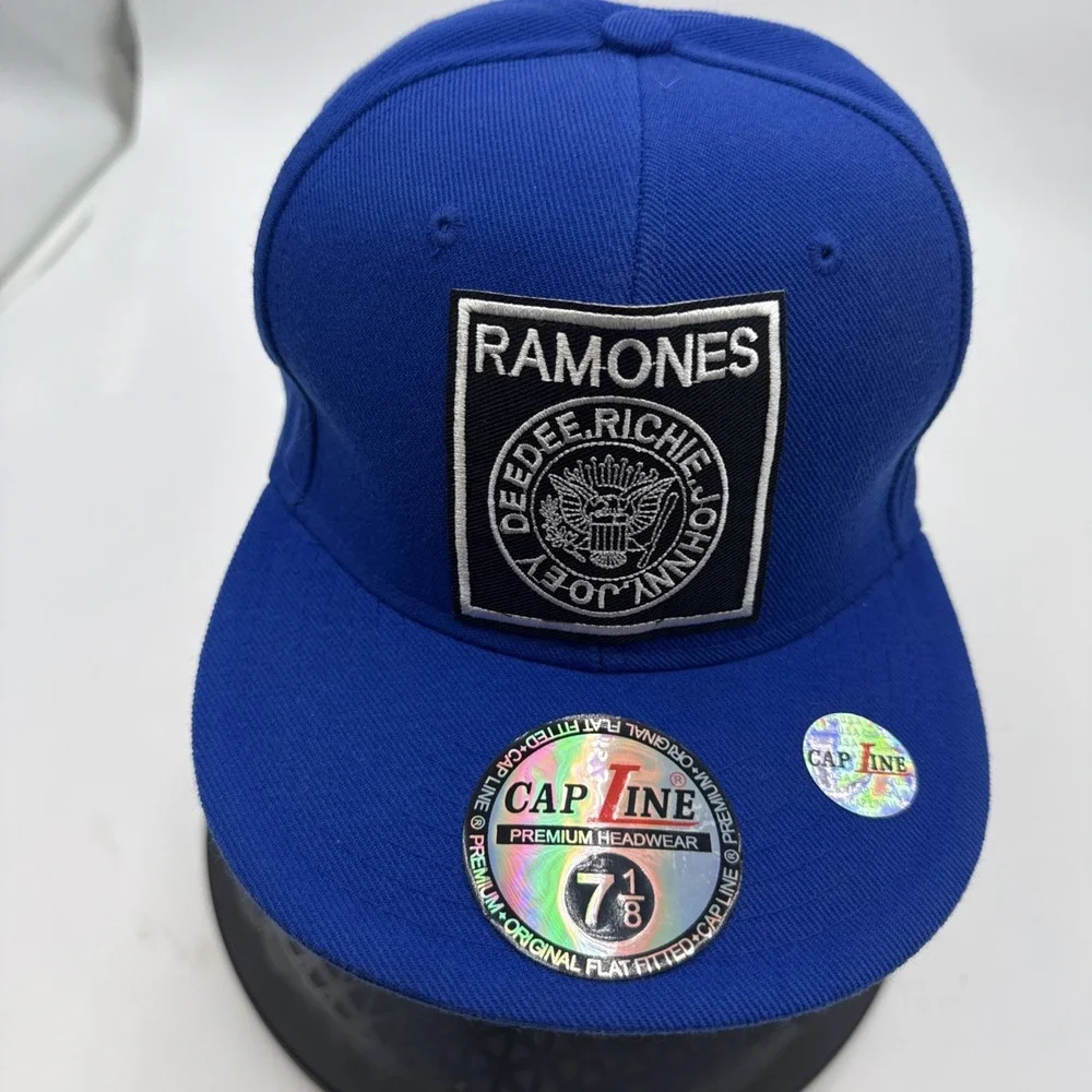 RAMONES Music Band Logo Patch Adjustable‎ Baseball Cap blue Hat flat bill